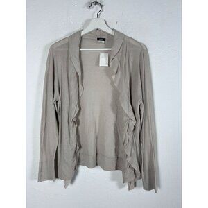 J.Crew Womens Beige Knit Ruffled Open Front Cardigan Sweater Large 24793 New